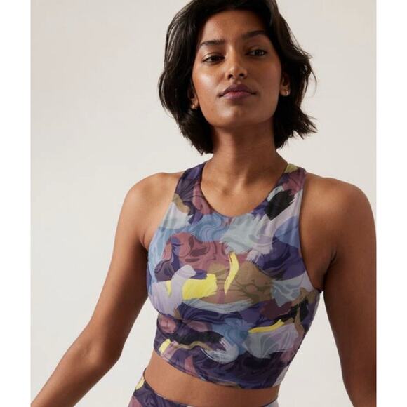 Athleta Conscious Crop Printed D-DD 3X NWT $64 Vivid Stroke Purple Barre‎ Yoga - Picture 1 of 8